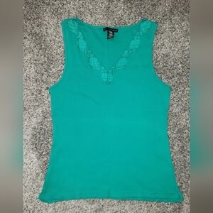 Apostrophe| 100% Cotton Lace Trimmed Ribbed Tank Top